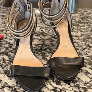 Vince Camuto Black and Gold Heels